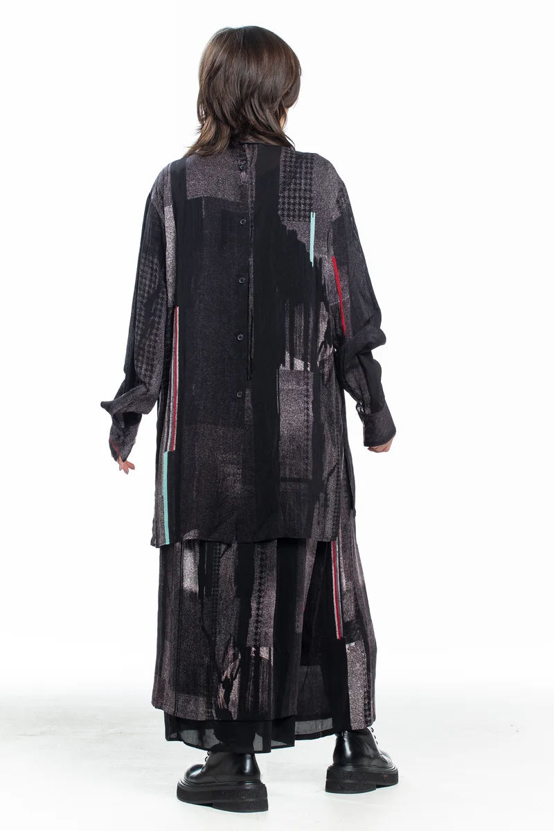 Y's Yohji Yamamoto Damen Bluse lang mit Print multicolor
