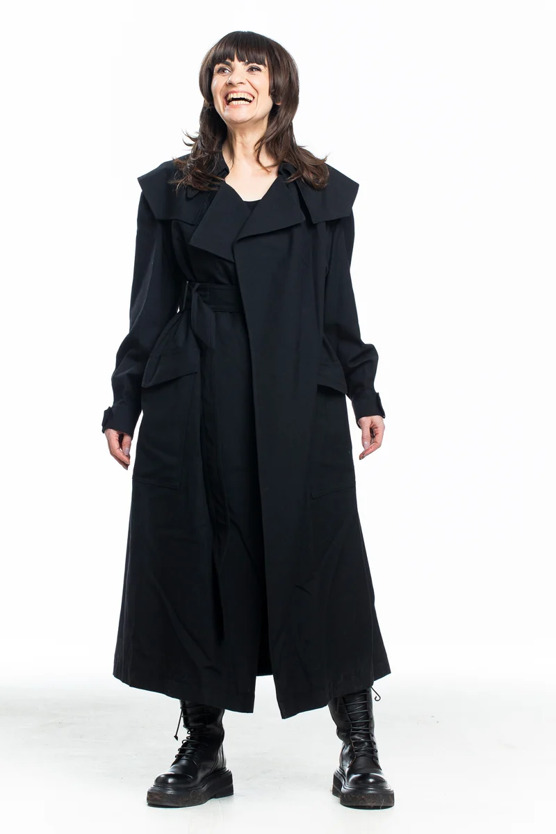 Y's Yohji Yamamoto Damen Avantgarde Mantel mit Gürtel schwarz