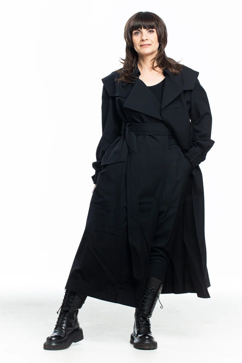 Y's Yohji Yamamoto Damen Avantgarde Mantel mit Gürtel schwarz