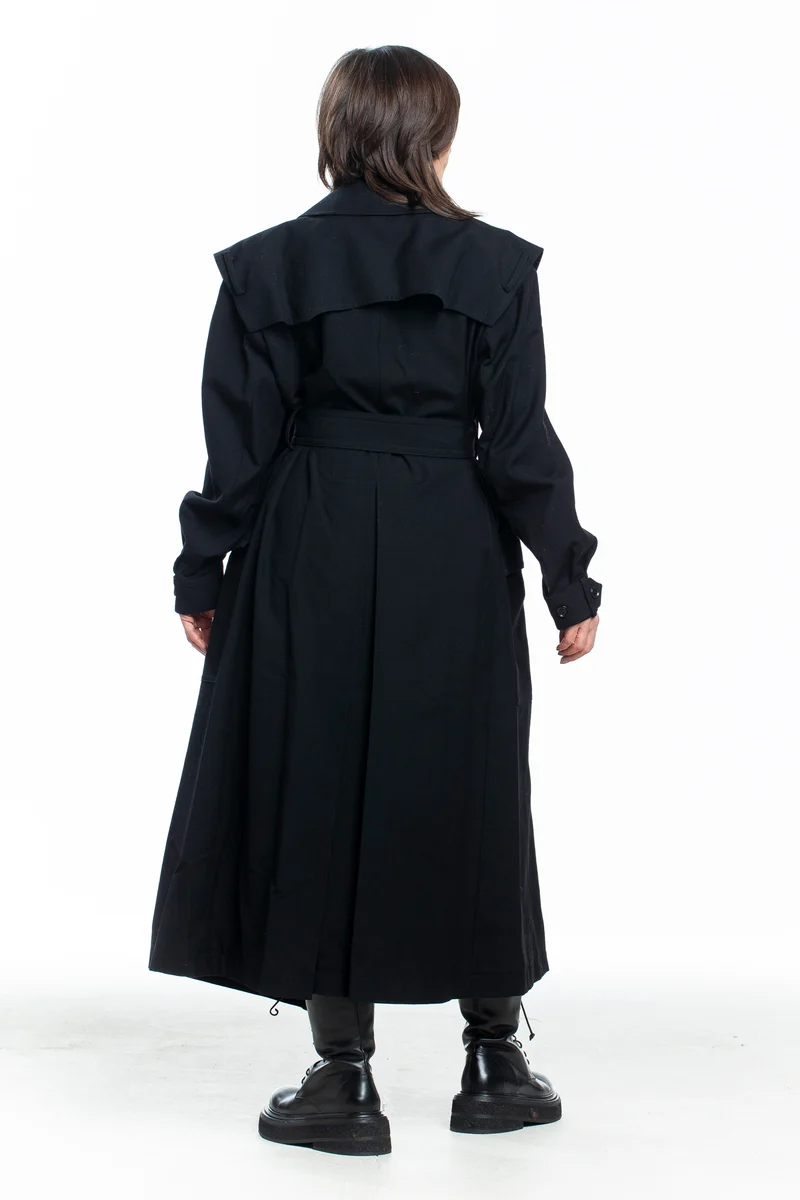Y's Yohji Yamamoto Damen Avantgarde Mantel mit Gürtel schwarz