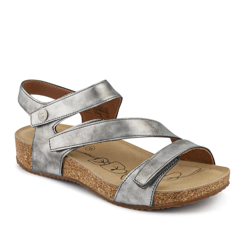 All-Leather Touch-Fasten Sandals - JOSEF41513 / 327 241 - Silver