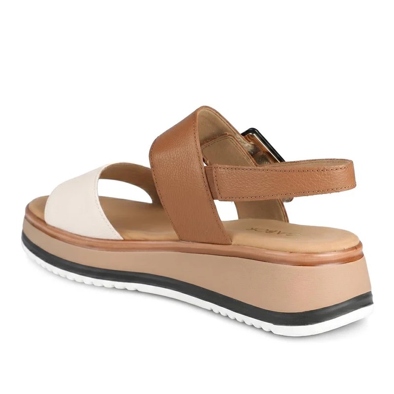 Gabor Leather Adjustable Fasten Sandals - GABC43517 / 330 456 - Brown-White