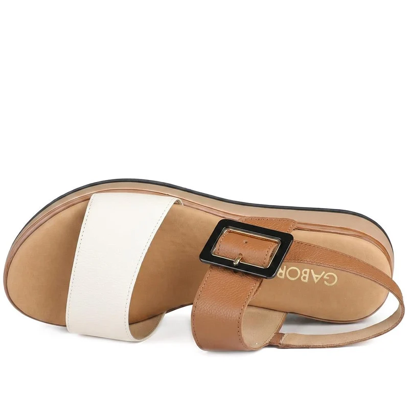 Gabor Leather Adjustable Fasten Sandals - GABC43517 / 330 456 - Brown-White