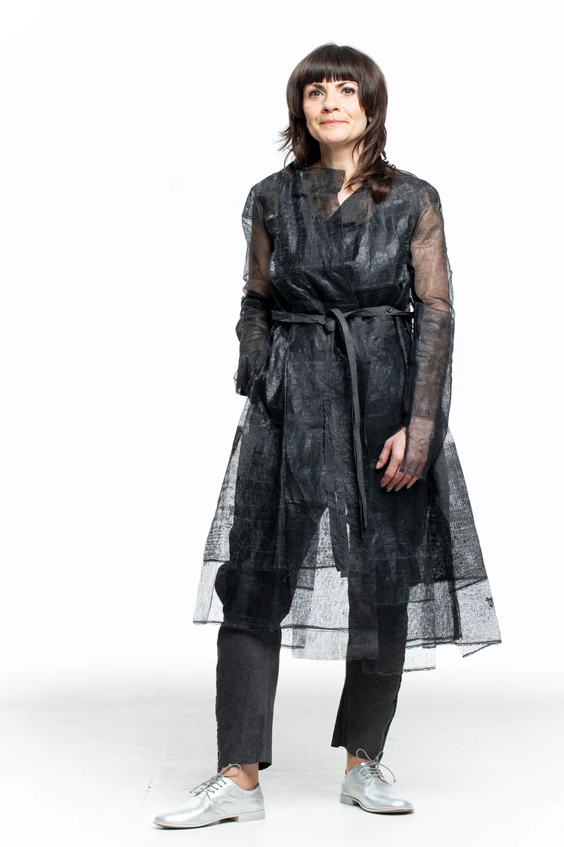 Rundholz Damen Transparente Longbluse schwarz