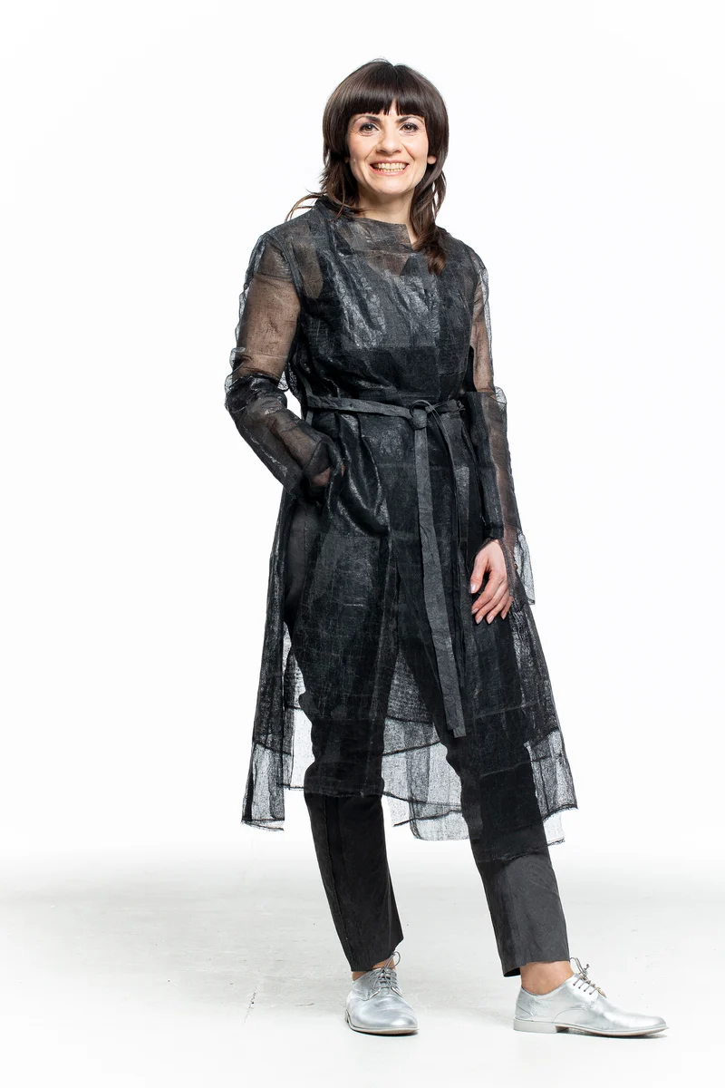 Rundholz Damen Transparente Longbluse schwarz