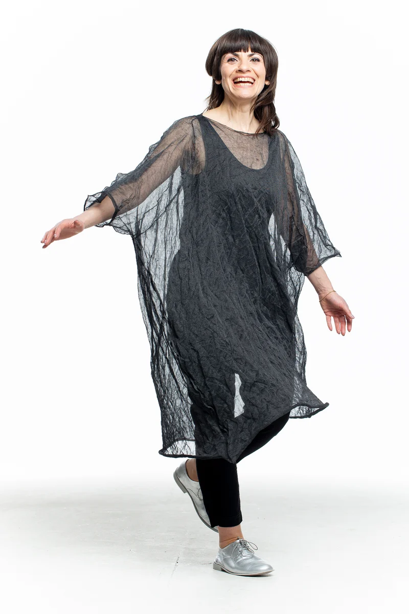 Rundholz Damen Transparentes Kleid schwarz