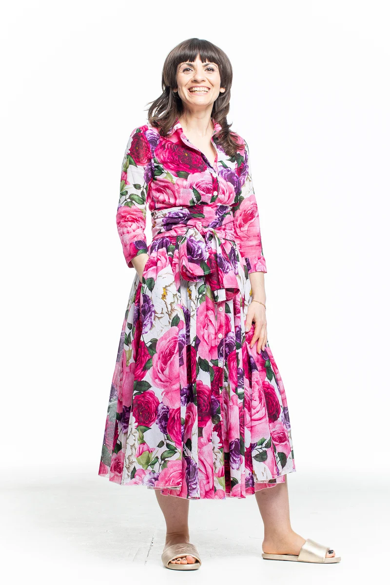 SAMANTHA SUNG Damen Midi Kleid mit Rosenprint