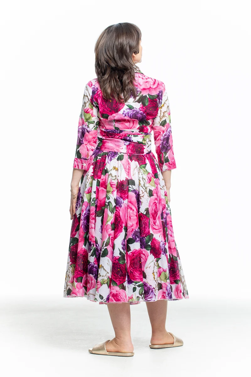 SAMANTHA SUNG Damen Midi Kleid mit Rosenprint