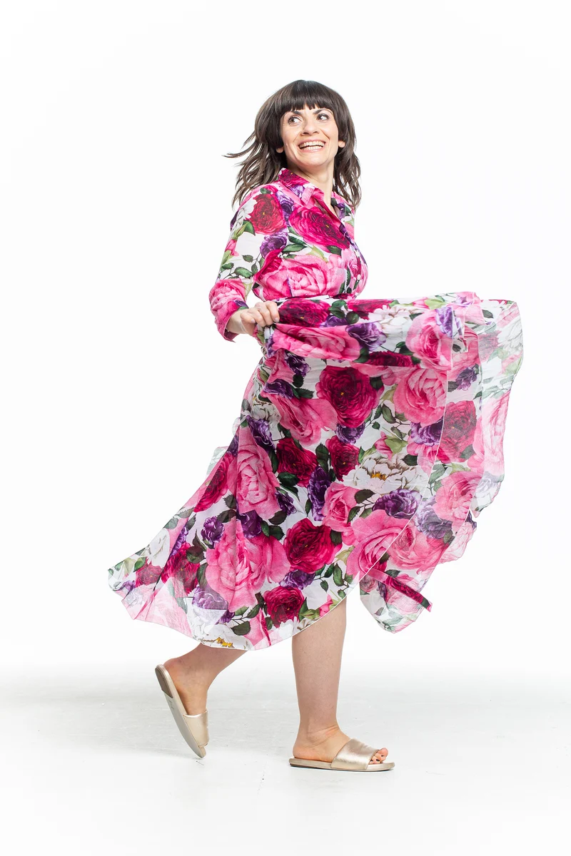 SAMANTHA SUNG Damen Midi Kleid mit Rosenprint