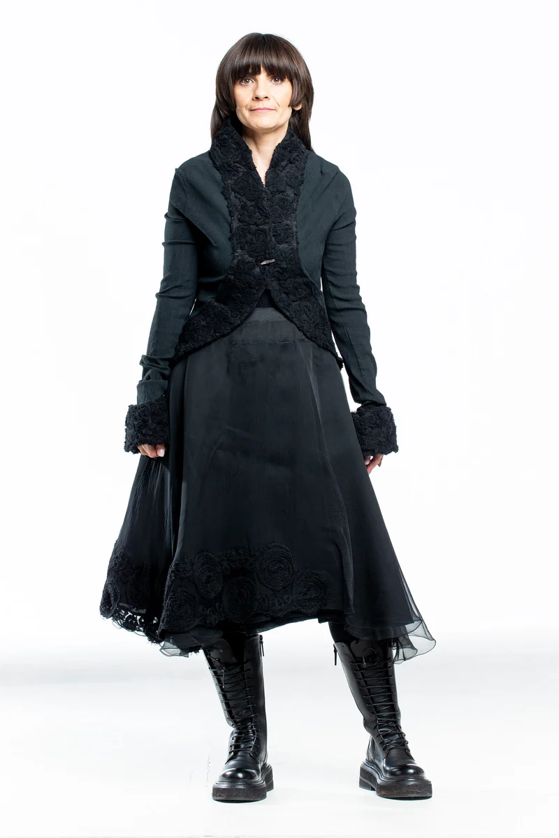 Marc Le Bihan Damen Jacke schwarz mit Spitze