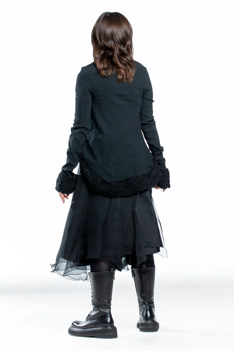Marc Le Bihan Damen Jacke schwarz mit Spitze