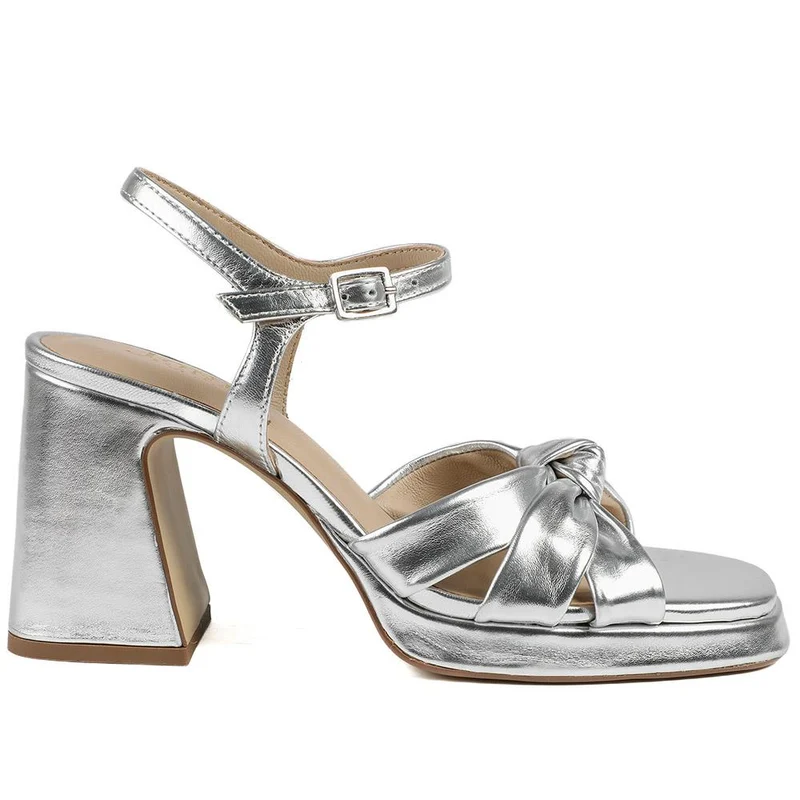 Gloriana Block Heel Leather Buckled Sandals - GLORIANA / 328 979 - Metallic Multi