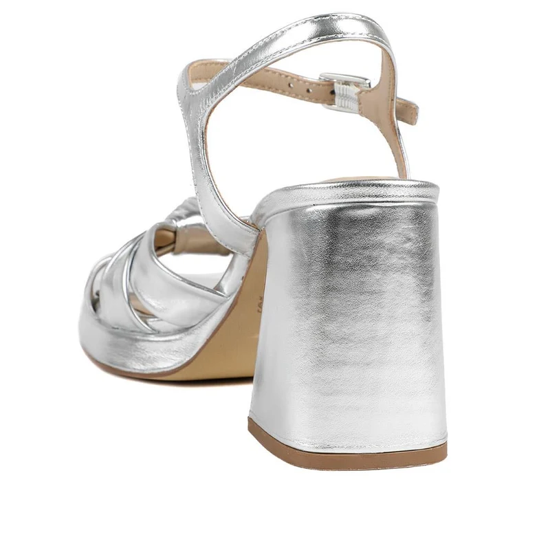 Gloriana Block Heel Leather Buckled Sandals - GLORIANA / 328 979 - Metallic Multi