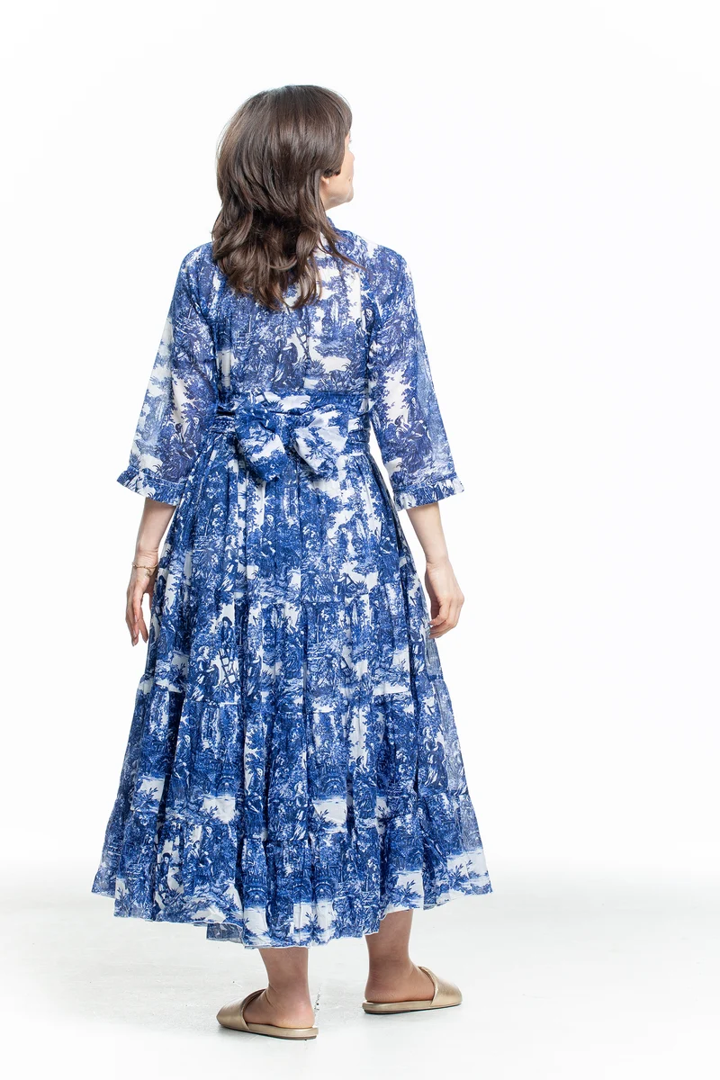 SAMANTHA SUNG Damen Kleid EDEN DRESS mit Print blau weiß