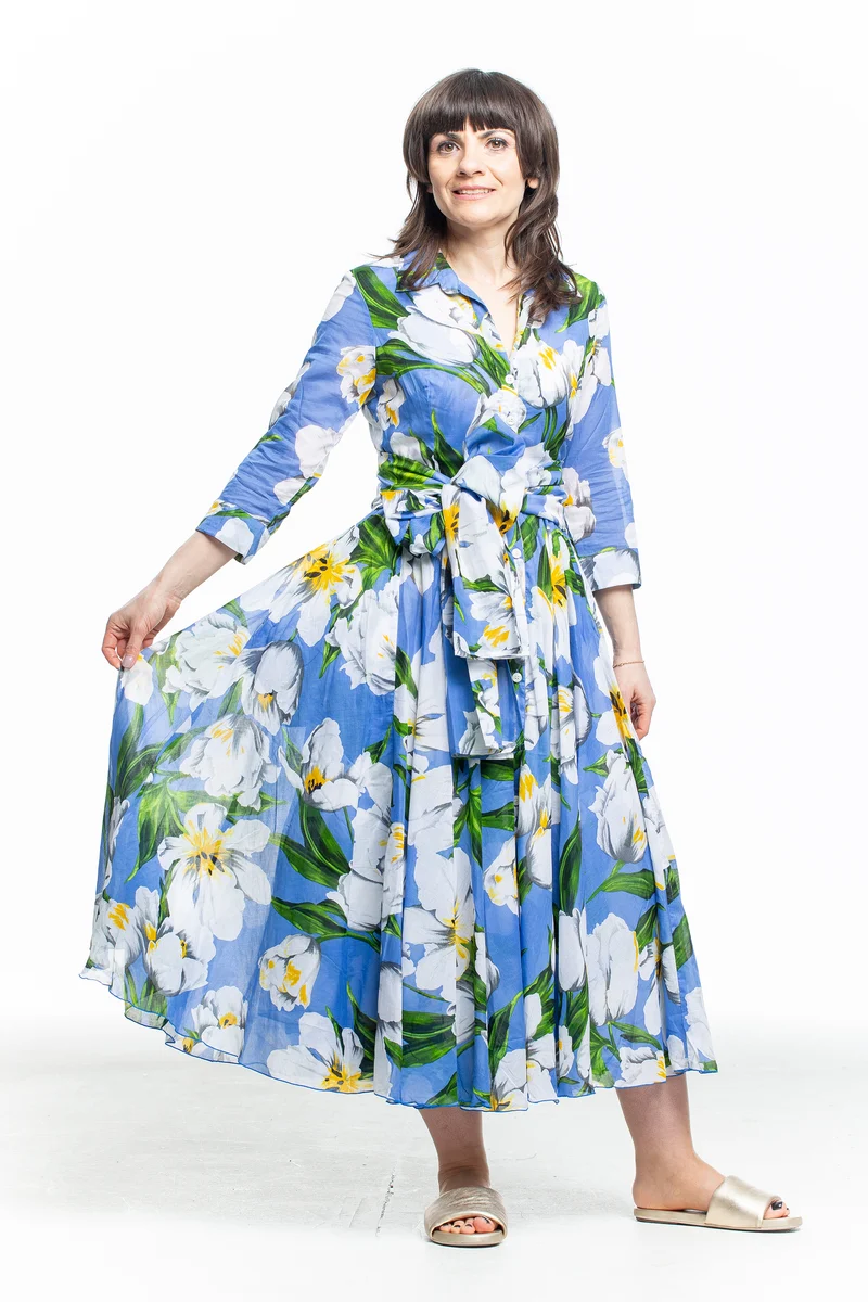 SAMANTHA SUNG Damen Kleid ASTER Floral Print hellblau
