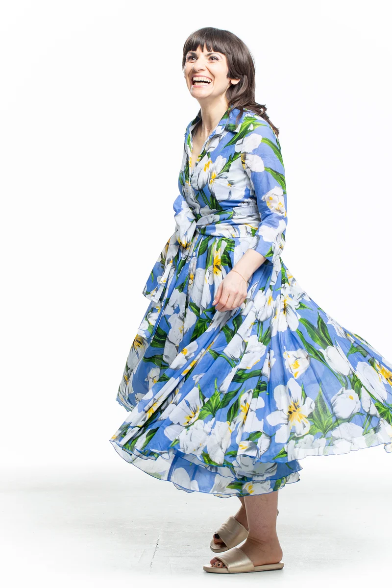 SAMANTHA SUNG Damen Kleid ASTER Floral Print hellblau