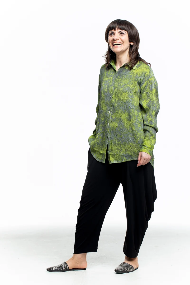 AVANT TOI Damen Hemd Seide Camouflage grau lemon
