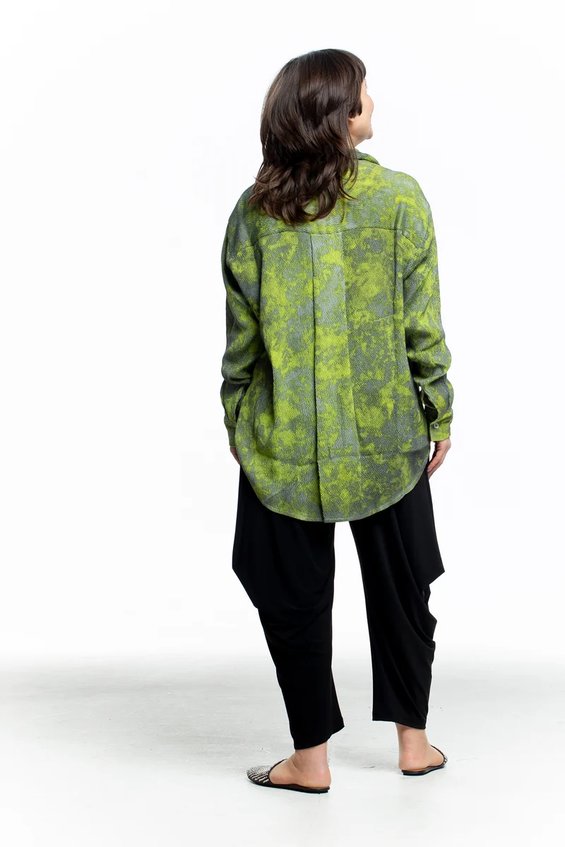 AVANT TOI Damen Hemd Seide Camouflage grau lemon
