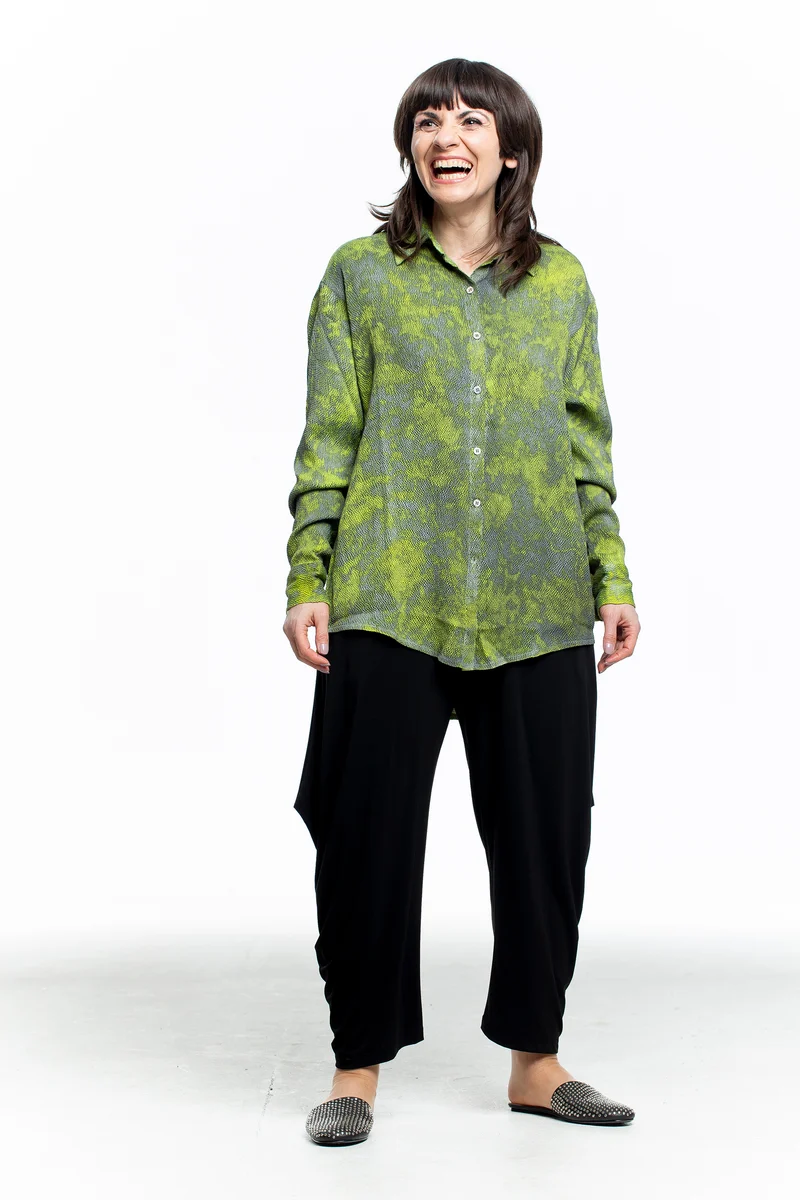 AVANT TOI Damen Hemd Seide Camouflage grau lemon
