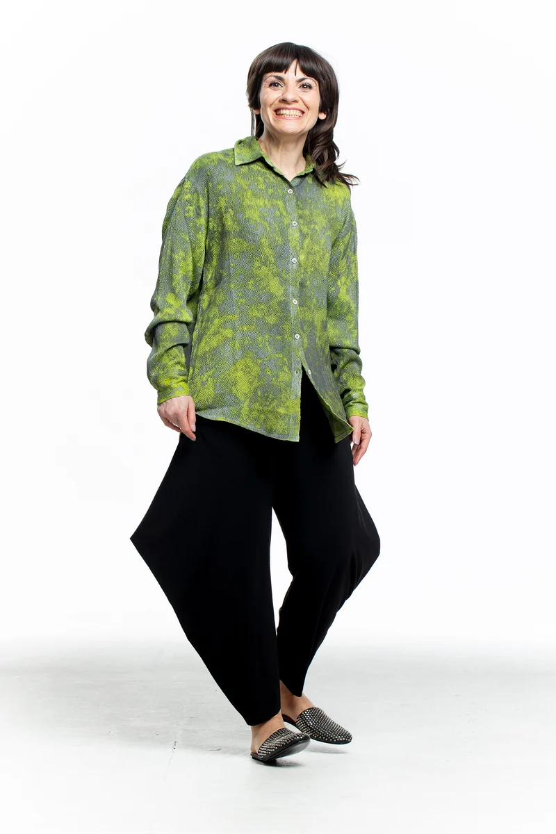 AVANT TOI Damen Hemd Seide Camouflage grau lemon