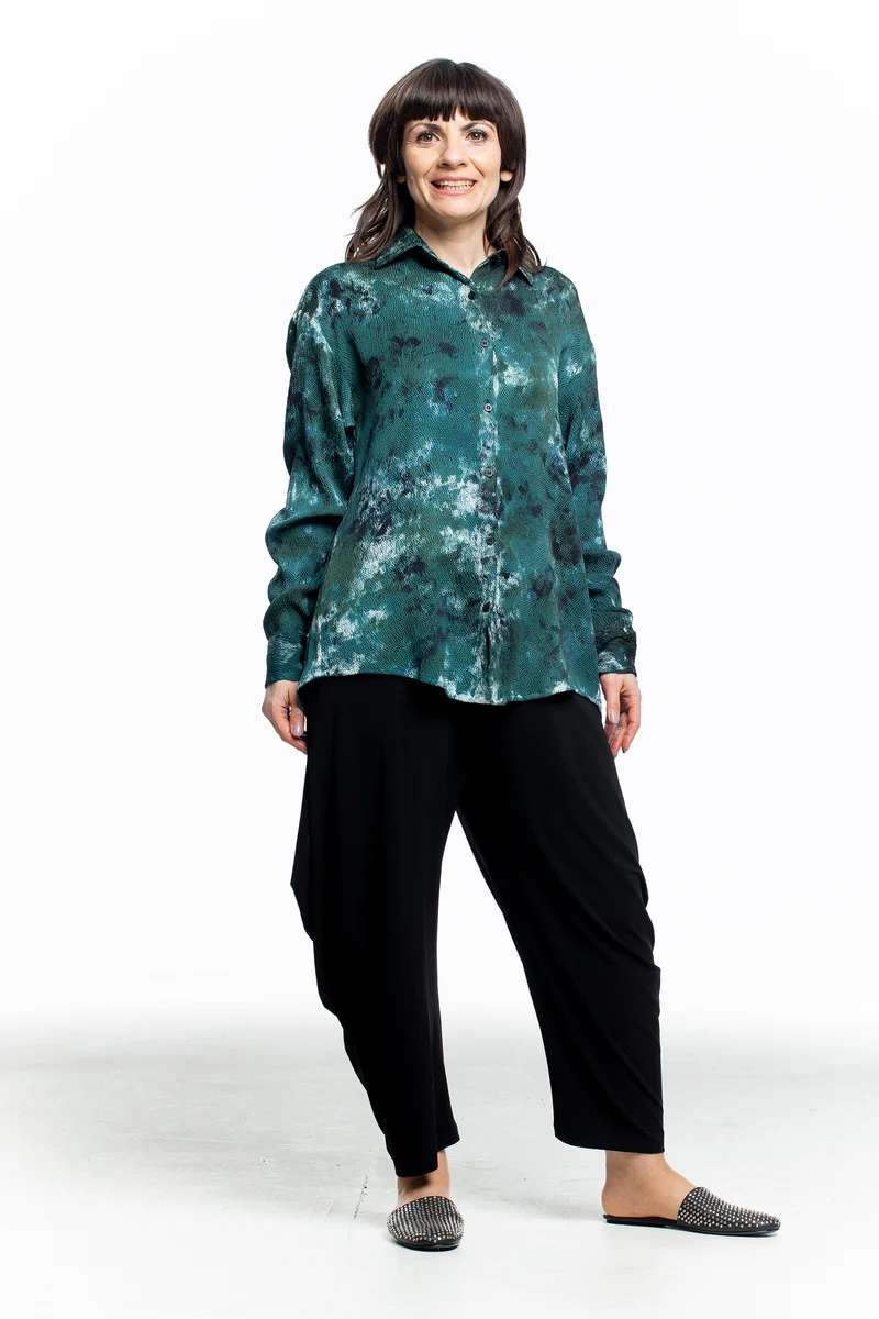 AVANT TOI Damen Hemd Seide Camouflage dunkelgrün