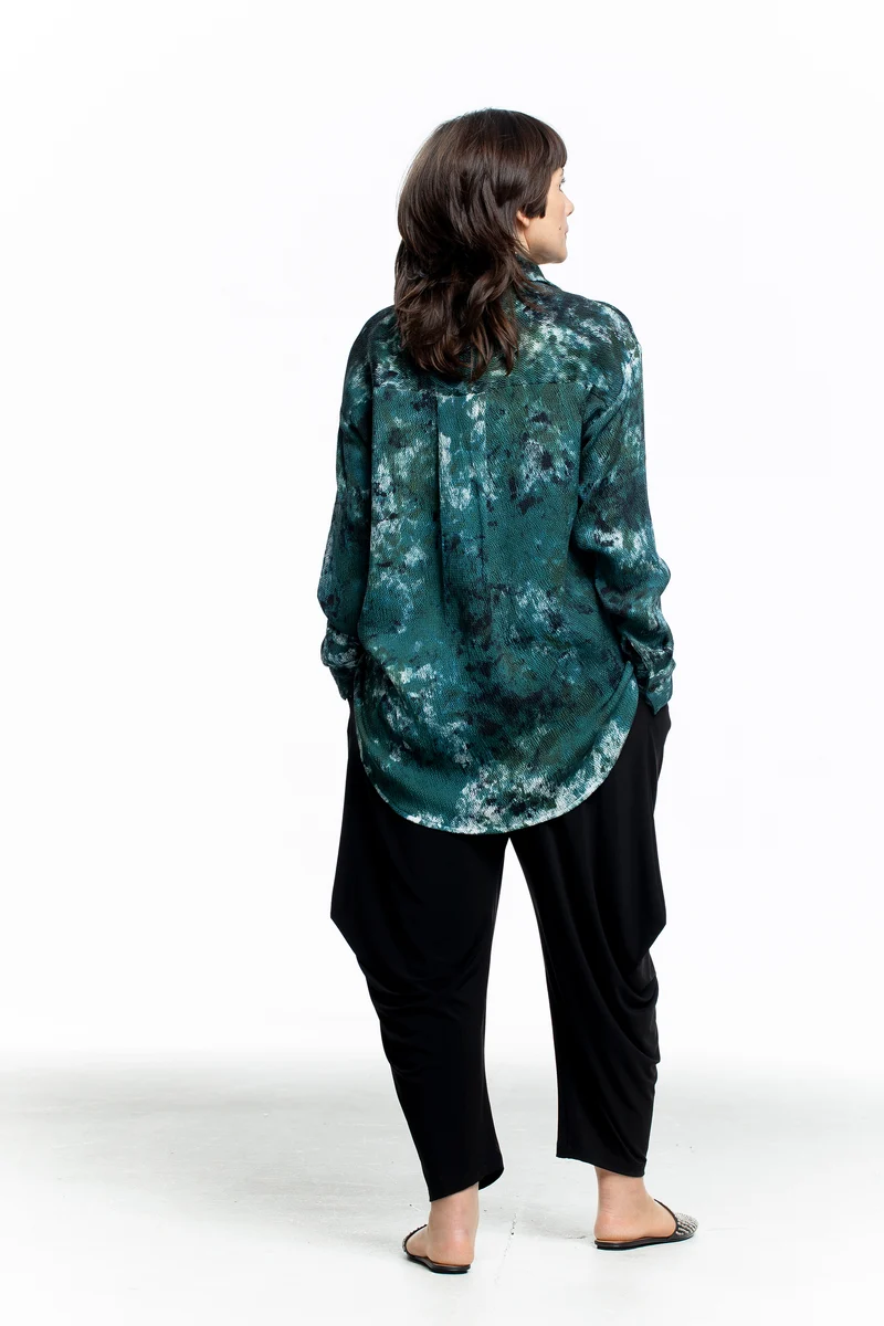 AVANT TOI Damen Hemd Seide Camouflage dunkelgrün