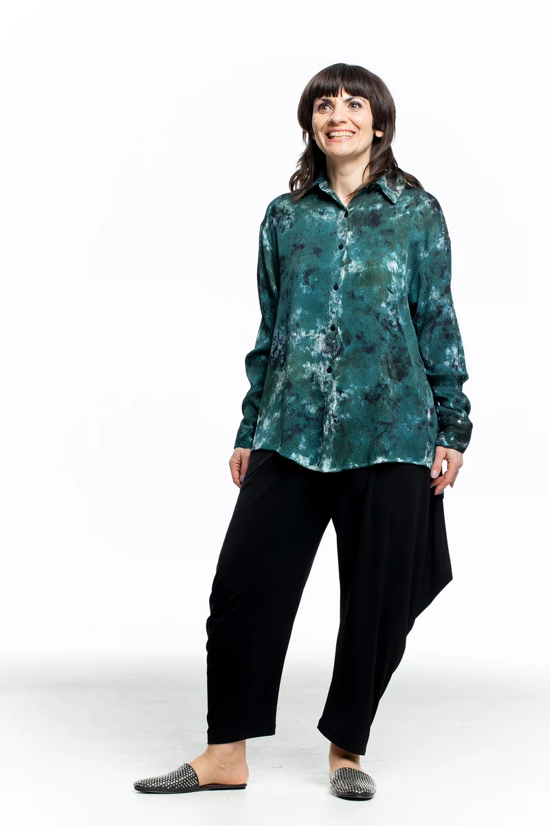 AVANT TOI Damen Hemd Seide Camouflage dunkelgrün