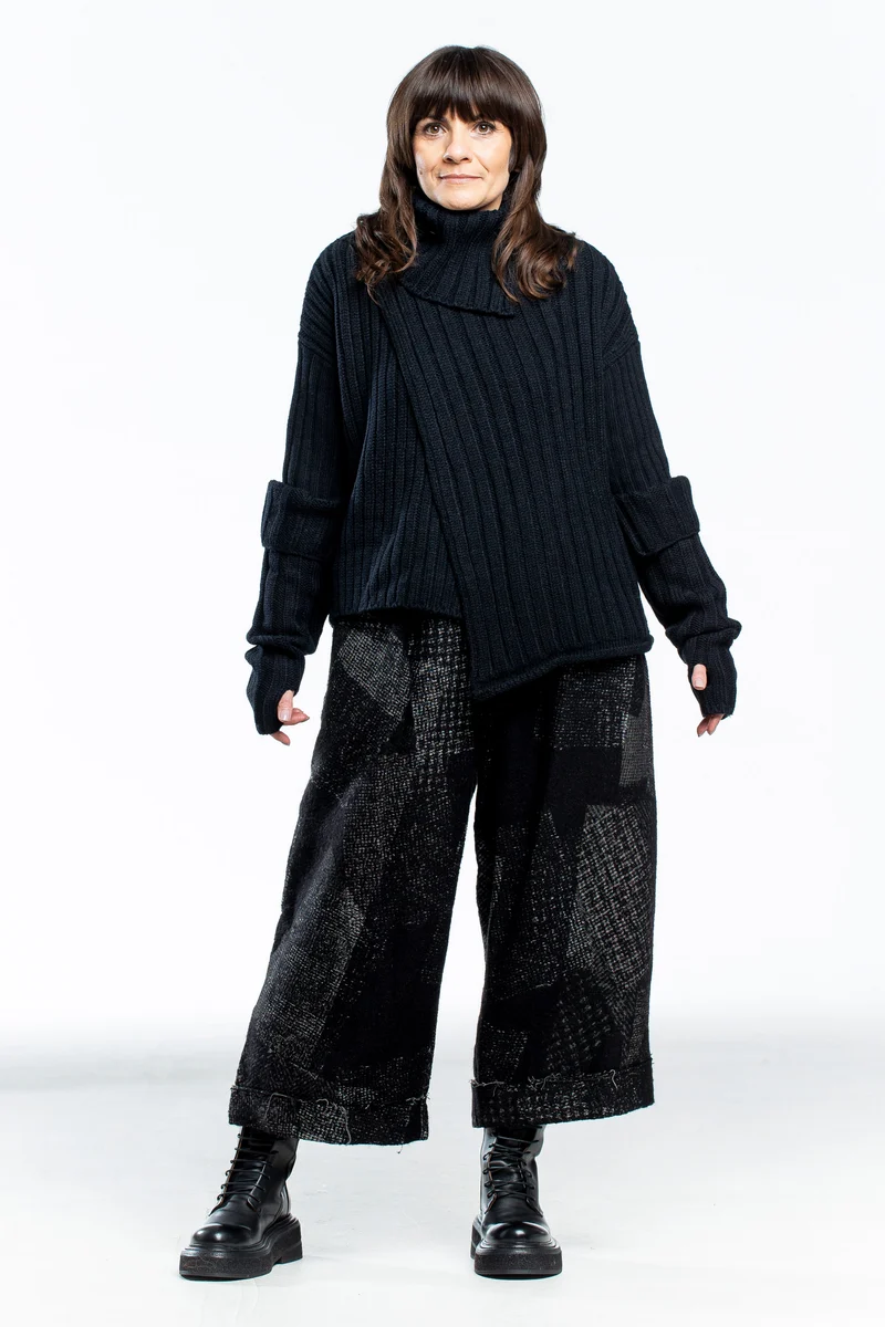 Y's Yohji Yamamoto Damen Hose Weit grau schwarz