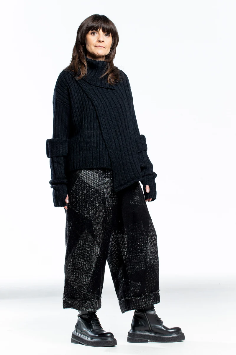 Y's Yohji Yamamoto Damen Hose Weit grau schwarz