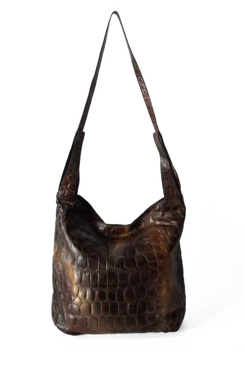 Numero 10 Leder Tasche Vancouver Croc gold braun