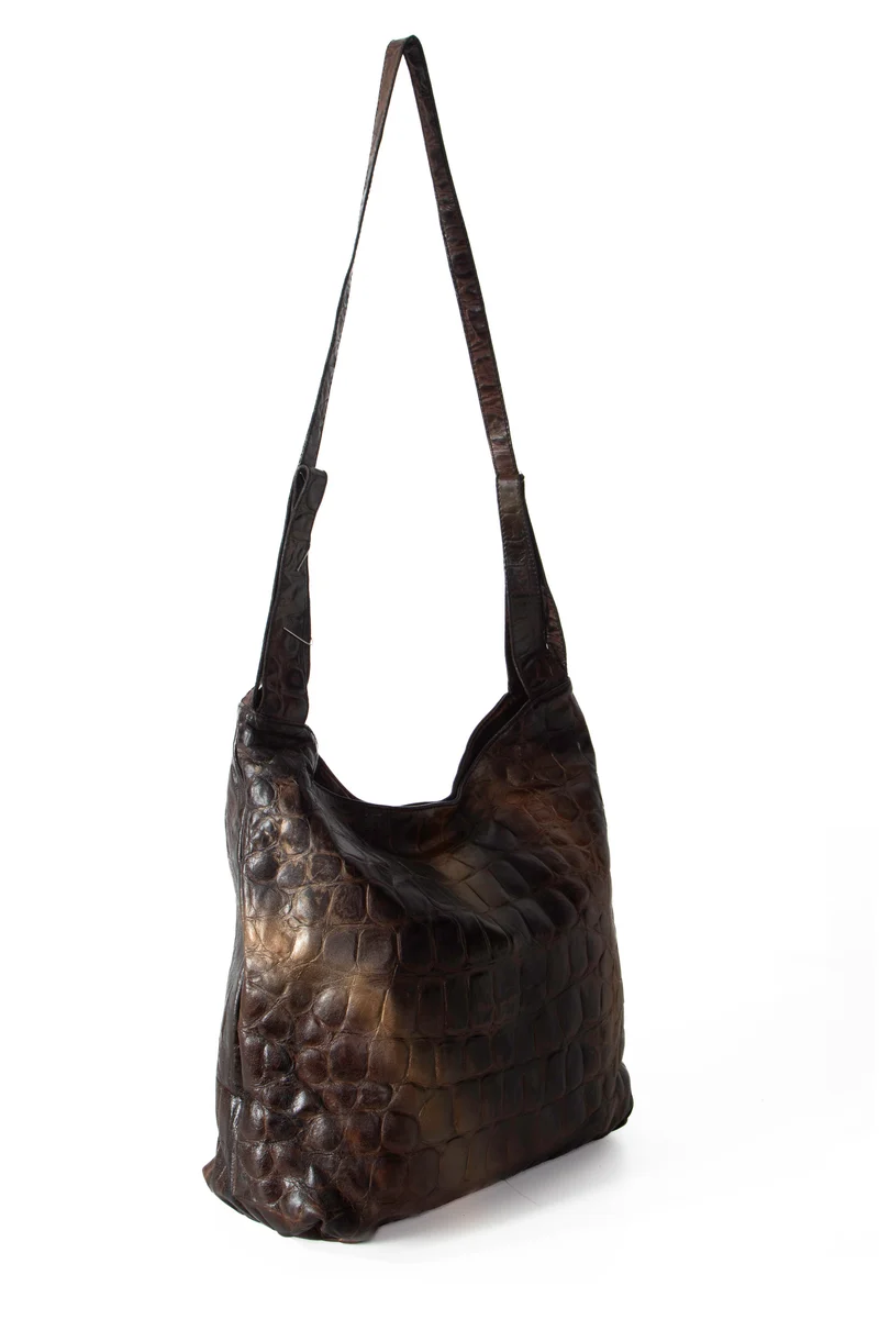 Numero 10 Leder Tasche Vancouver Croc gold braun