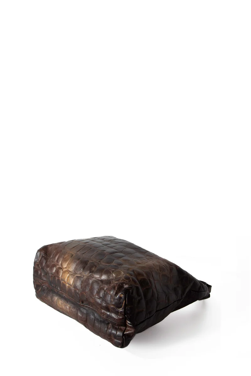 Numero 10 Leder Tasche Vancouver Croc gold braun