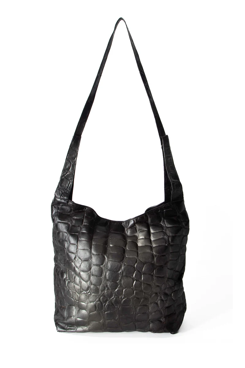 Numero 10 Leder Tasche Vancouver Croc silber schwarz
