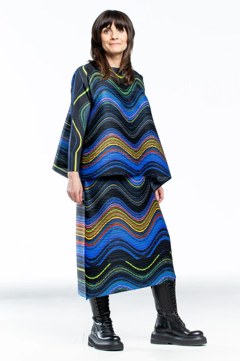 Pleats Please Issey Miyake Damen Plissee Avantgarde Top multicolour