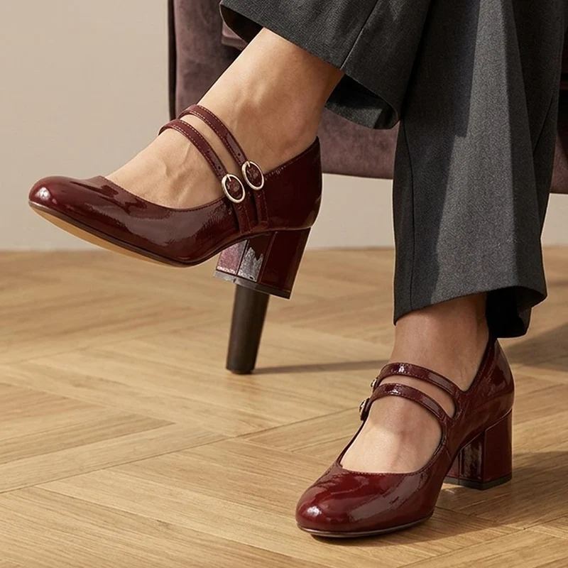 Xanthi Heeled Mary Janes - XANTHI / 325 044 - Burgundy Patent