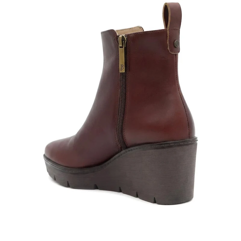 Memento Leather Wedge Heel Ankle Boots - MEMENTO / 329 837 - Burgundy
