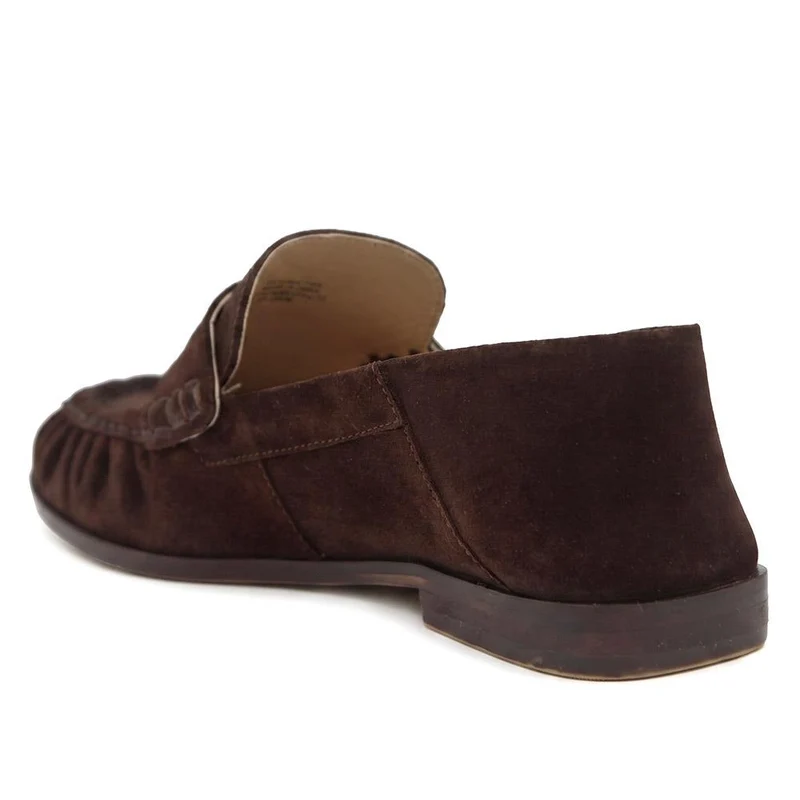 Petunia Leather Flared Heel Penny Loafers - PETUNIA / 328 898 - Choco Suede
