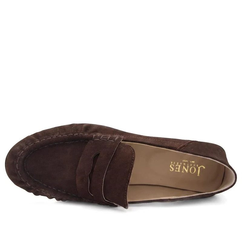 Petunia Leather Flared Heel Penny Loafers - PETUNIA / 328 898 - Choco Suede