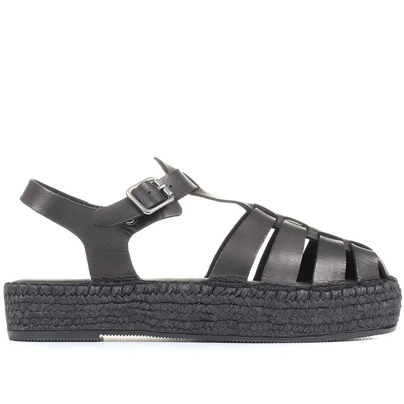 Adelynn Platform Espadrille Sandals - ADELYNN / 322 054 - Black-Black