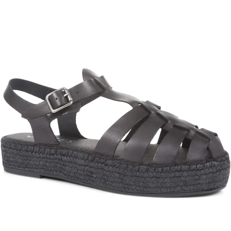 Adelynn Platform Espadrille Sandals - ADELYNN / 322 054 - Black-Black