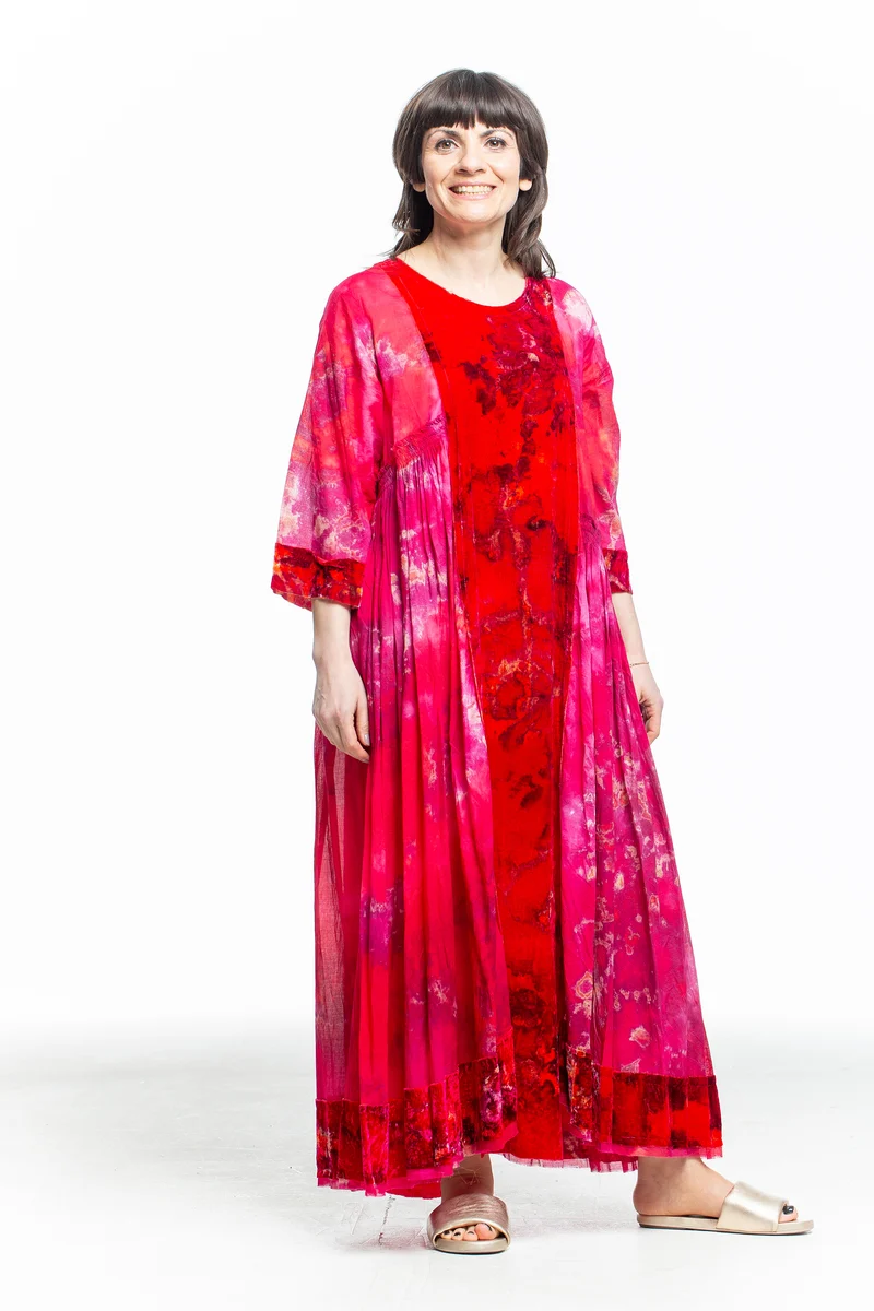 Gilda Midani Damen Maxikleid BLOOM DRESS Print rot pink