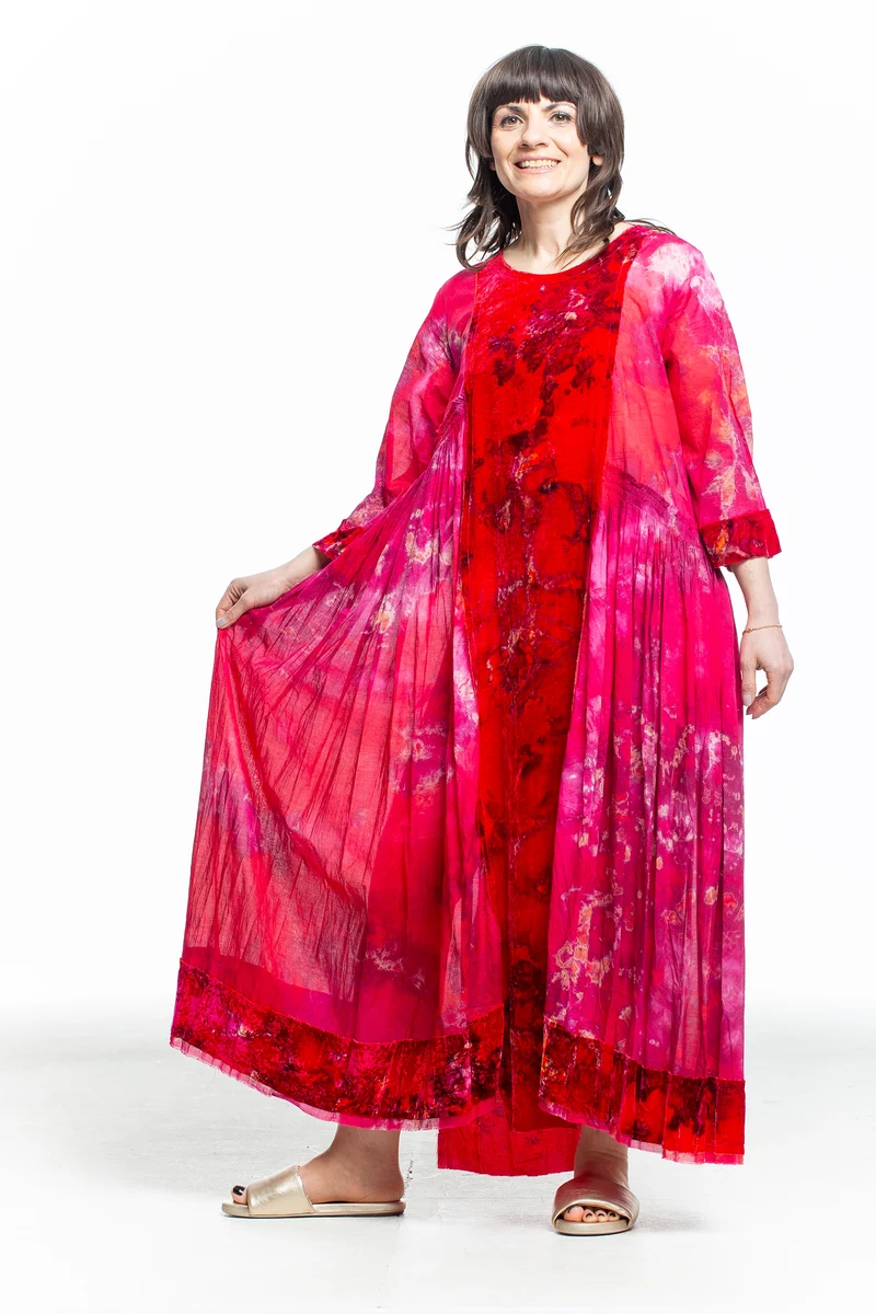 Gilda Midani Damen Maxikleid BLOOM DRESS Print rot pink