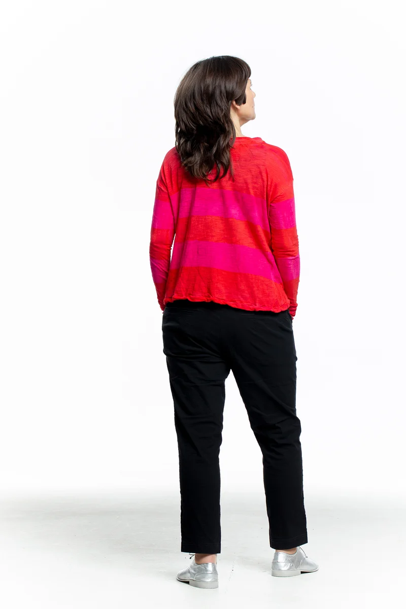 Gilda Midani Damen Langarmshirt rot Streifen pink