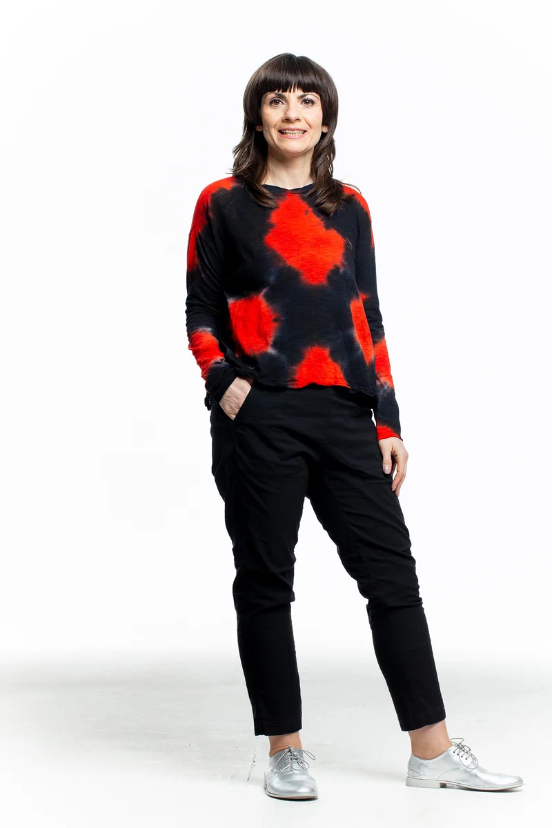 Gilda Midani Damen Langarmshirt rot schwarz