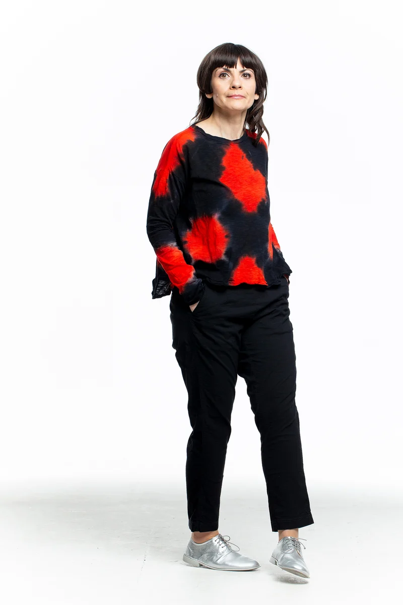 Gilda Midani Damen Langarmshirt rot schwarz