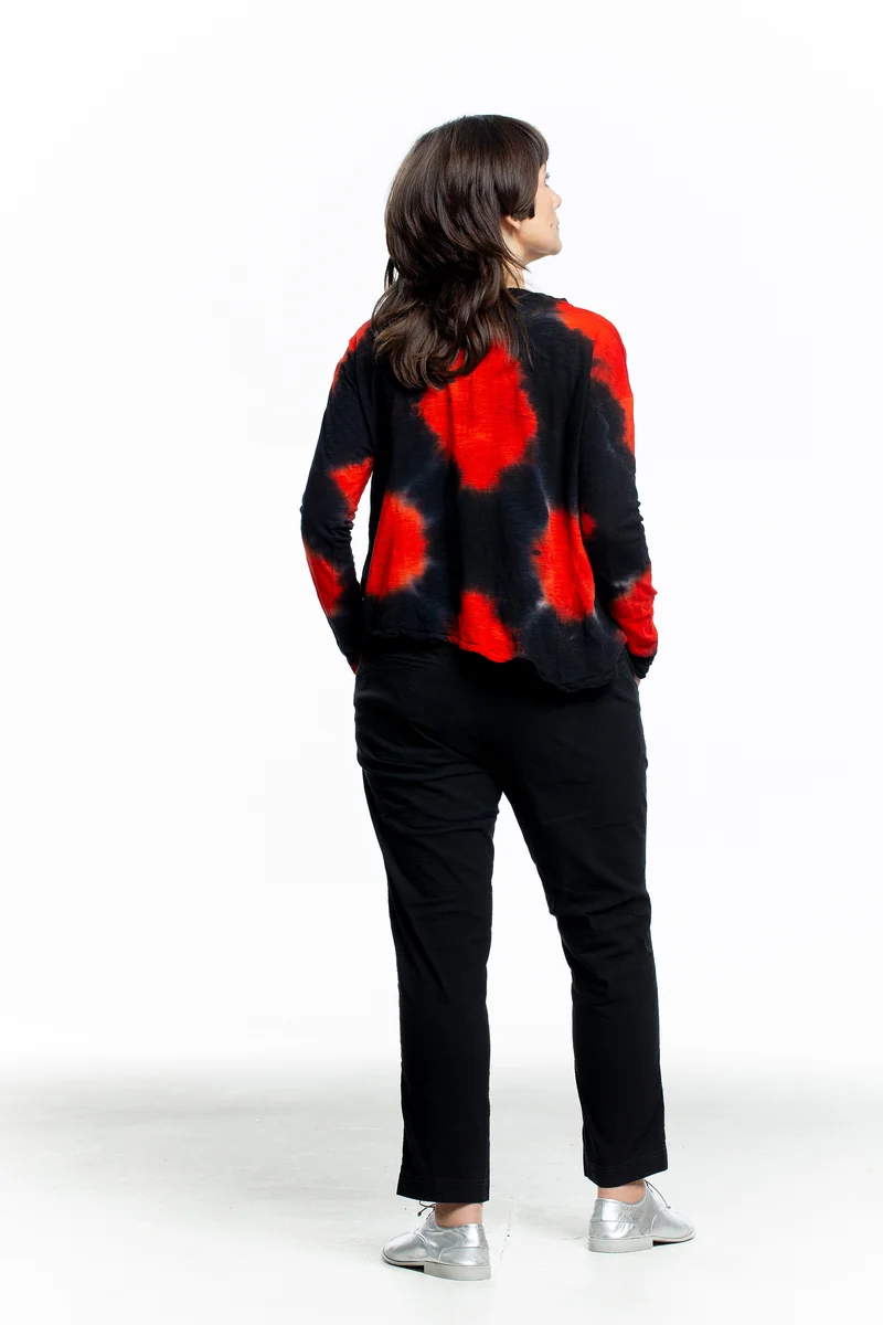 Gilda Midani Damen Langarmshirt rot schwarz