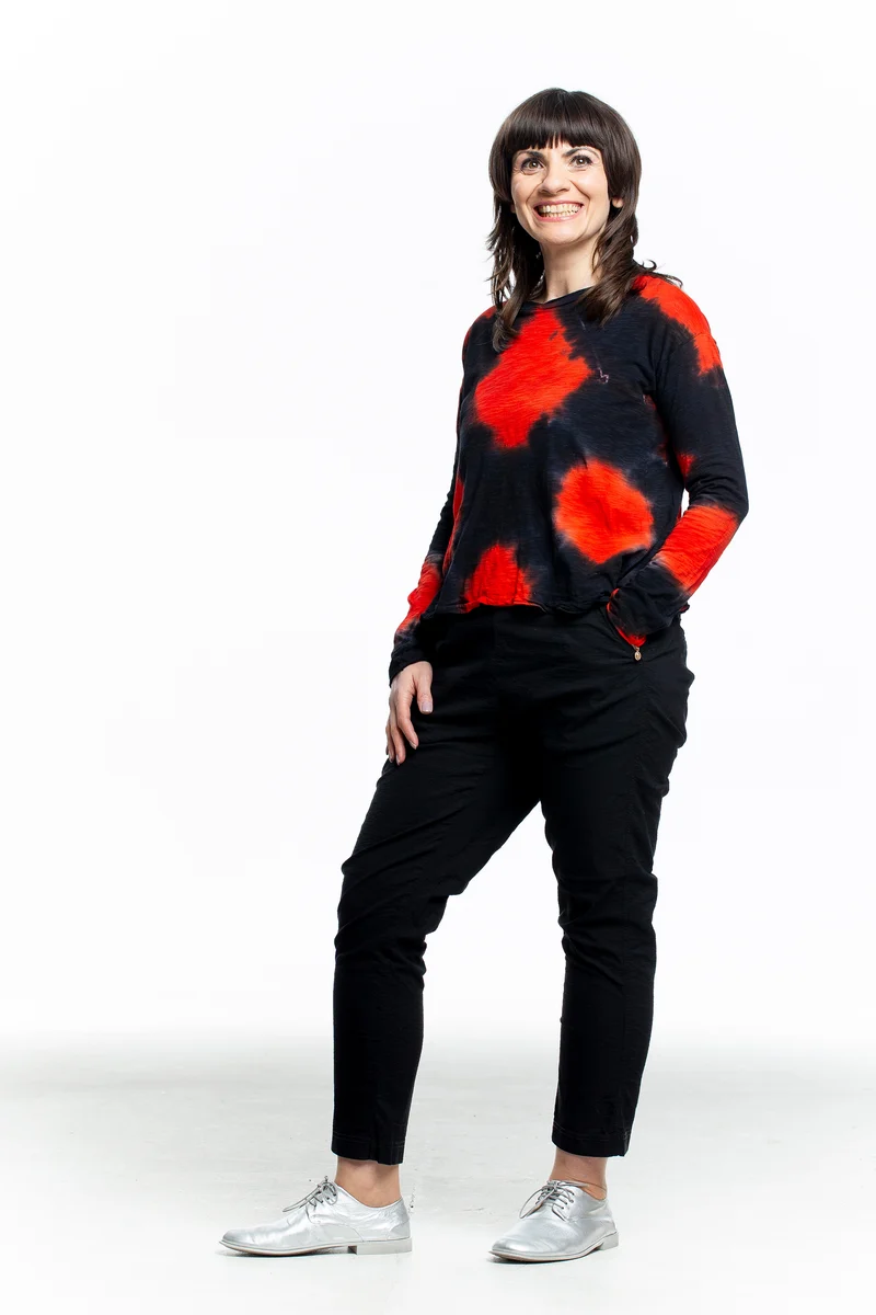 Gilda Midani Damen Langarmshirt rot schwarz