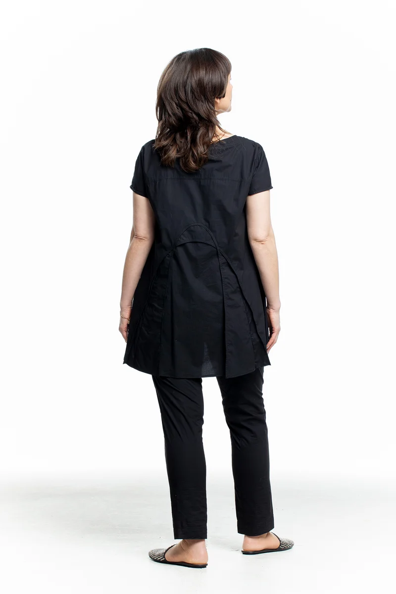 Rundholz Damen Kurzarm Shirt schwarz
