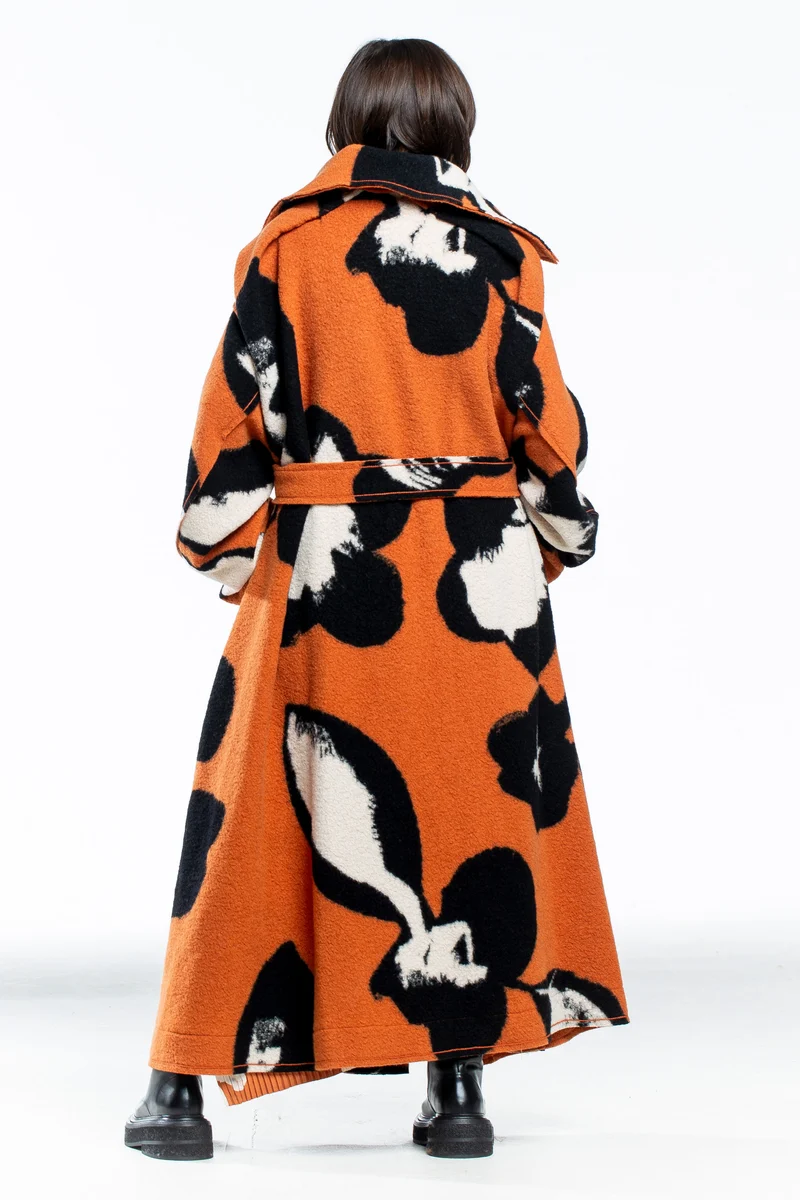 Issey Miyake Damen Avantgarde Mantel VIGOR Print orange