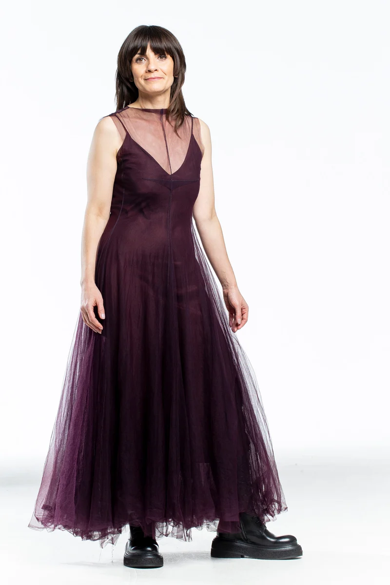 Marc Le Bihan Damen Kleid mit Tüll Rock purple